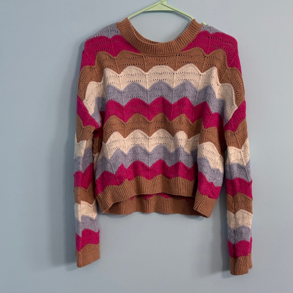 Colorful Chevron Crew Neck Sweater